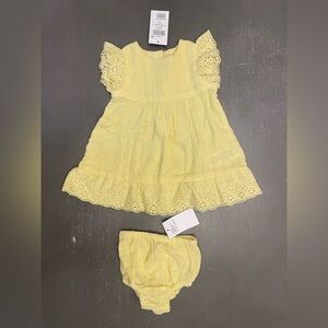 JoJo Maman Bebe Yellow Eyelet Dress Set